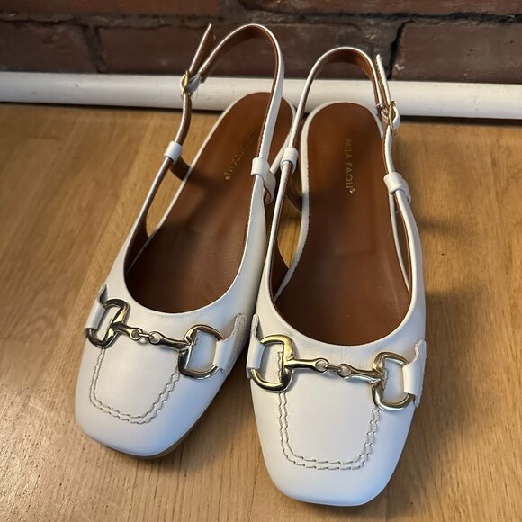 Mila Paoli White Slingback Flats - Picture 1 of 5